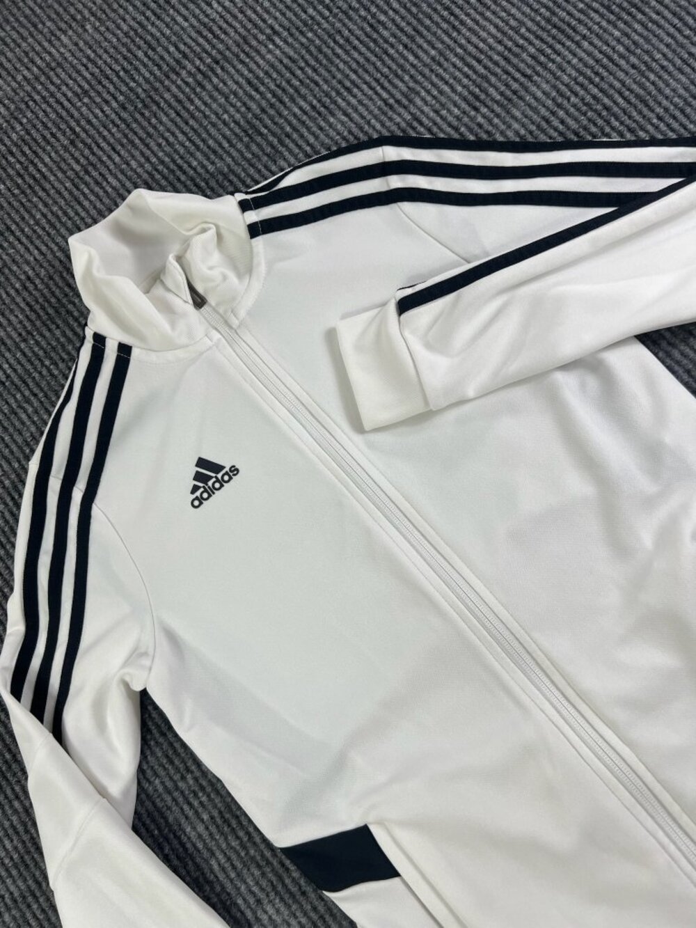 Adidas Womens Tracksuit Top Zip Up Jacket Size XS White Black
